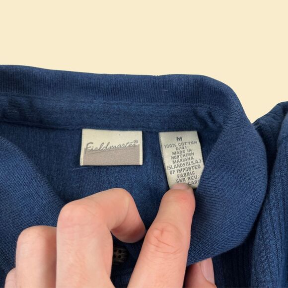 90s long sleeve blue polo shirt by Fieldmaster, vintage size M 1990s shirt - Picture 4 of 8